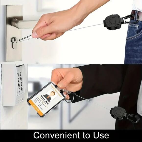 (2) Heavy Duty Badge ID Card Holder Tactical Retractable Steel Wire Cord - Picture 4 of 7